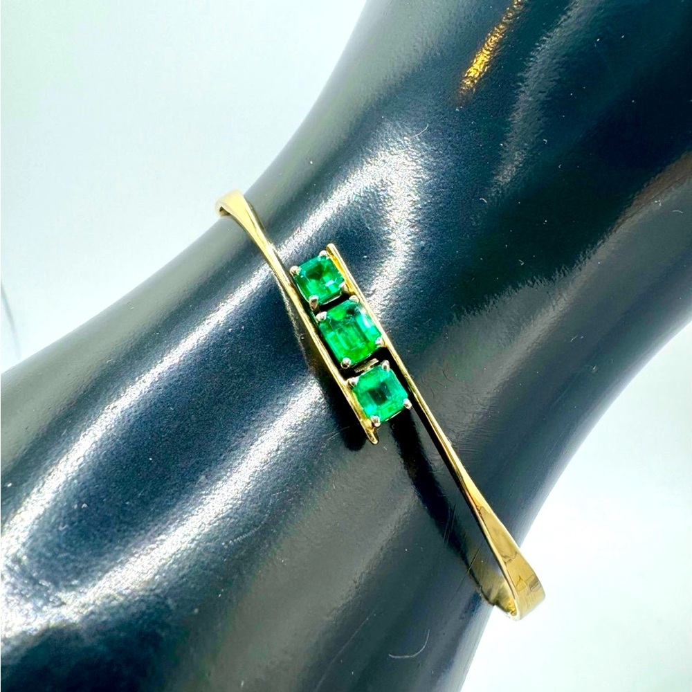 Solid 14k Gold Bracelet / Emerald / 7.7g / 7” wrist